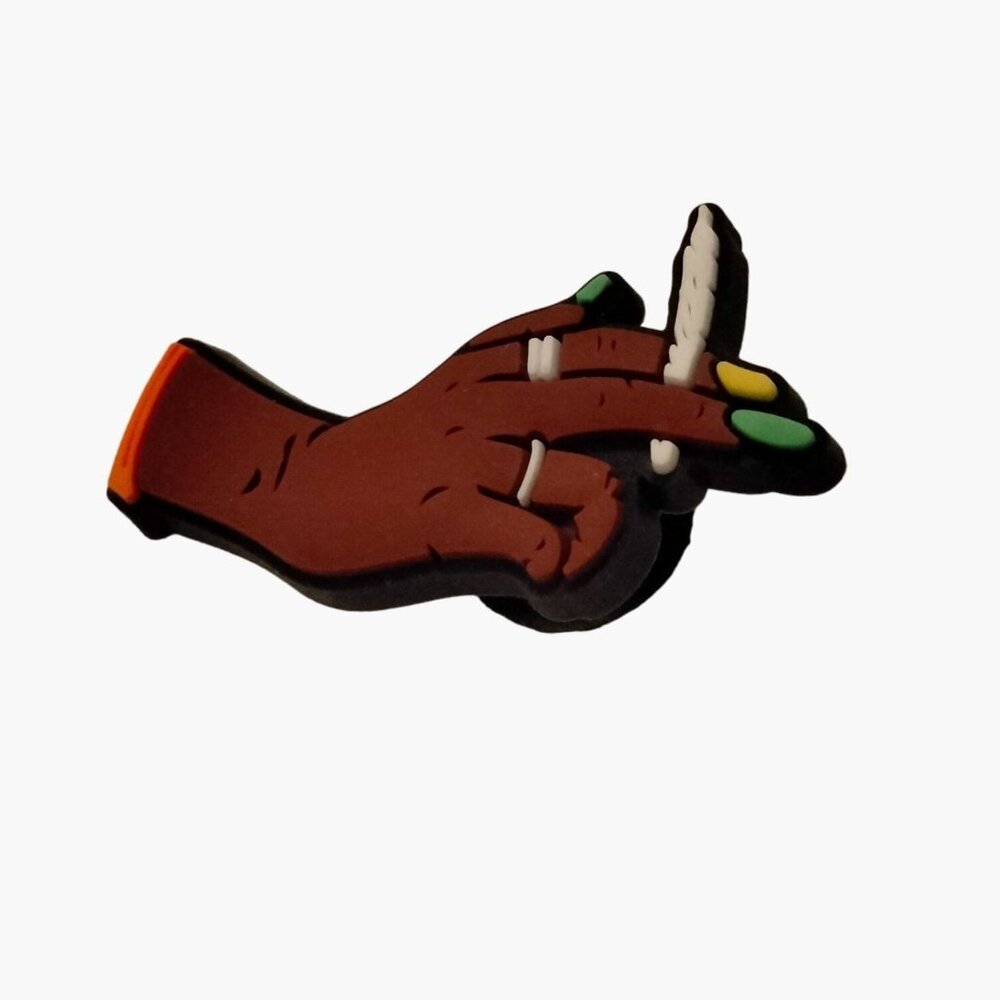 Cannabis Shoe Charm Hand Holding Joint Rasta Fingernails Smoking Design